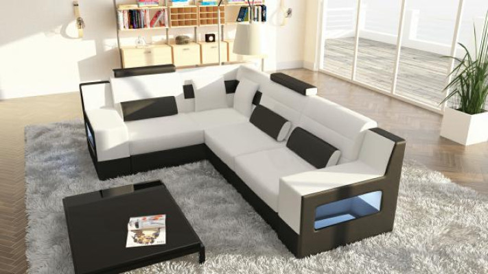 Wohnlandschaft Sofa + USB,Polster Ecke Ecksofa Garnitur Textil Stoff Leder Sofas