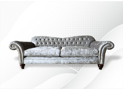 Dreisitzer Sofa 3 Sitz Couch Chesterfield Polster Sitz Garnitur Samt Graue