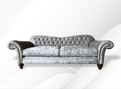 Dreisitzer Sofa 3 Sitz Couch Chesterfield Polster Sitz Garnitur Samt Graue