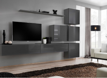 Grau Moderne Wohnwand Wohnzimmer Design TV Ständer Luxus Sideboard Schrank neu