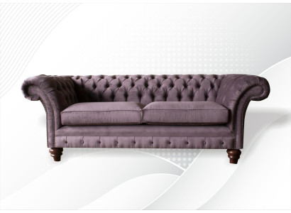 Chesterfield Couch Polster Klassischer Leder Textil 3 Sitzer Sofa Dreisitzer