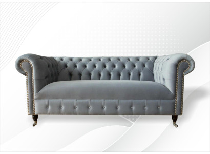 Chesterfield Sofa Couch Polster Stoff Leder Textil Couchen Deko Garnitur