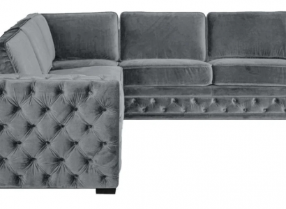 Ecksofa Grau Ecken Samt Möbel Design Wohnlandschaft Couch Eckgarnitur Polster