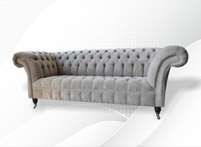 Sofa 3 Sitzer Wohnlandschaft Sofas Polster Garnitur Stoff Chesterfield
