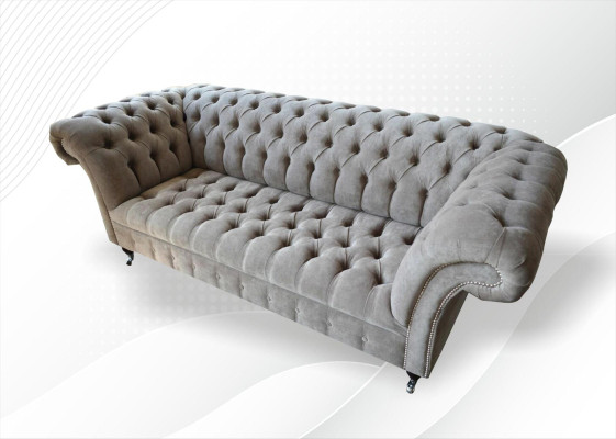 Sofa 3 Sitzer Wohnlandschaft Sofas Polster Garnitur Stoff Chesterfield