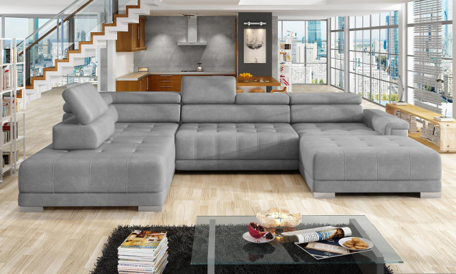 Ecksofa U Form Sofa Wohnlandschaft Design Stoff Sofas Bettunktion Schlaf Couch