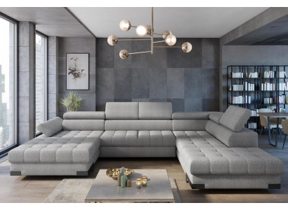 Wohnlandschaft Ecksofa Stoff U-Form Bettfunktion Couch Design Polster Textil Eck