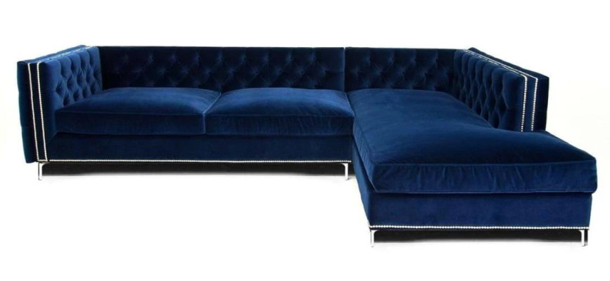 Ecksofa Blau Wohnlandschaft xxl Möbel Design Couch Eckgarnitur Polster big Chesterfield