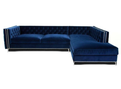 Ecksofa Blau Wohnlandschaft xxl Möbel Design Couch Eckgarnitur Polster big Chesterfield