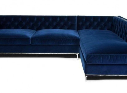 Ecksofa Blau Wohnlandschaft xxl Möbel Design Couch Eckgarnitur Polster big Chesterfield