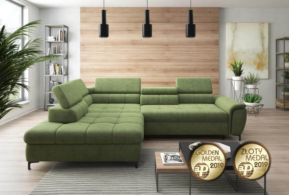 Ecksofa L-Form Sofa Couch Design Polster Schlafsofa Textil Bettfunktion Textil