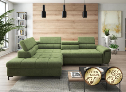 Ecksofa L-Form Sofa Couch Design Polster Schlafsofa Textil Bettfunktion Textil