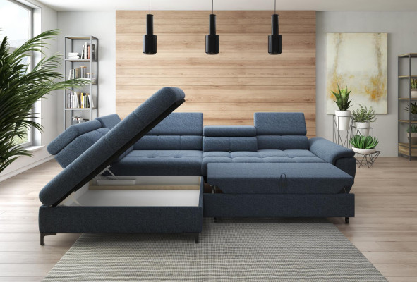 Ecksofa L-Form Sofa Couch Design Polster Schlafsofa Textil Bettfunktion Textil