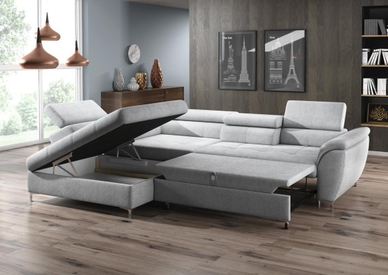 Ecksofa L-Form Sofa Design Polster Modern Textil Bettkasten Multifunktion Stoff