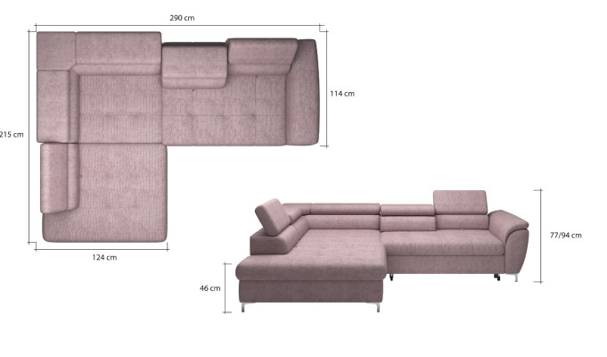 Ecksofa L-Form Sofa Design Polster Modern Textil Bettkasten Multifunktion Stoff