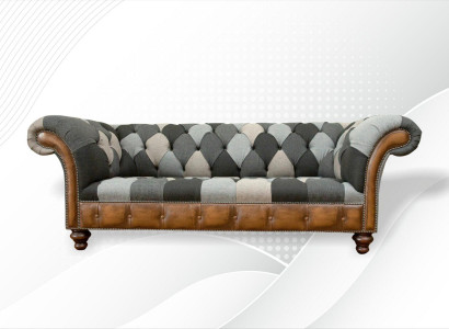 Chesterfield Mehrfarbig 3 Sitzer Sofa Dreisitzer Design Couchen Polster Textil