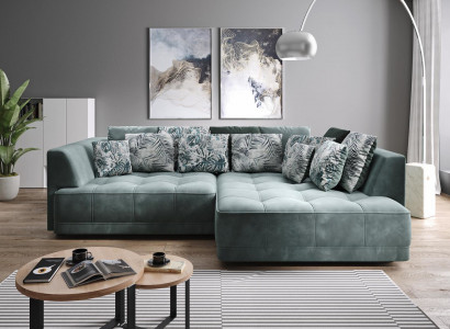 Ecksofa L Form Wohnlandschaft Couch Ecksofa Polster Grüne L-Form Modernes Sofa