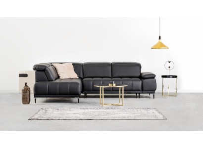 Design Polster Modern Leder Bettfunktion Grau Stoff Ecksofa L-Form Sofa Couch