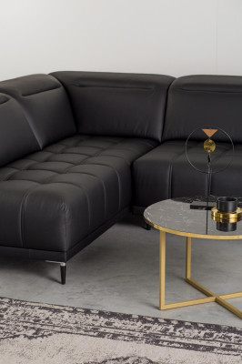 Design Polster Modern Leder Bettfunktion Grau Stoff Ecksofa L-Form Sofa Couch