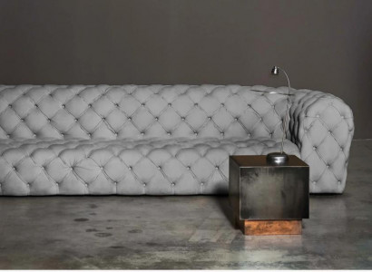 Grau Chesterfield Wohnzimmer Modern Design Couchen Sofa Möbel Stoff Big xxl Neu
