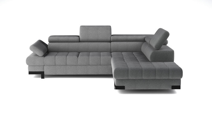 Graue L Form Sofa Couch Polster Eck Wohnlandschaft Design Ecksofa Textil Leder