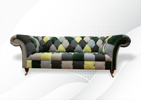 Chesterfield 3 Sitzer Mehrfarbig Wohnzimmer Design Couchen Sofa Designer Möbel