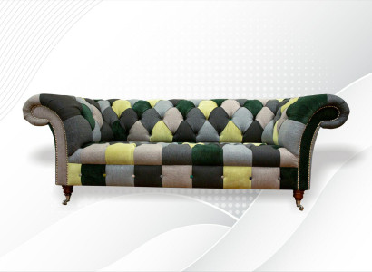 Chesterfield 3 Sitzer Mehrfarbig Wohnzimmer Design Couchen Sofa Designer Möbel