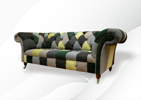 Chesterfield 3 Sitzer Mehrfarbig Wohnzimmer Design Couchen Sofa Designer Möbel