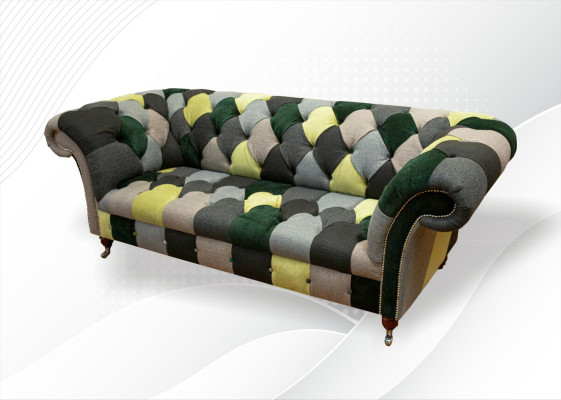 Chesterfield 3 Sitzer Mehrfarbig Wohnzimmer Design Couchen Sofa Designer Möbel