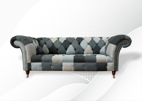 Dreisitzer Wohnzimmer Design Couchen Polster Sofa Sofas Samt Stoff Chesterfield