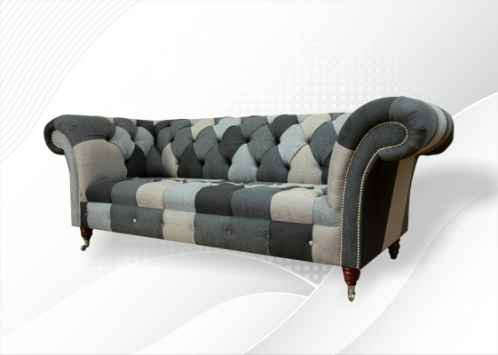 Dreisitzer Wohnzimmer Design Couchen Polster Sofa Sofas Samt Stoff Chesterfield