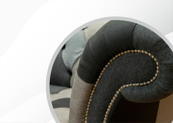 Dreisitzer Wohnzimmer Design Couchen Polster Sofa Sofas Samt Stoff Chesterfield