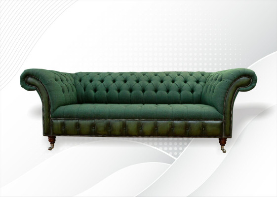 Chesterfield 3 Sitzer Dunkelgrün Wohnzimmer Design Couchen Polster Sofa Textil