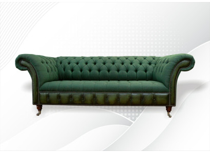Chesterfield 3 Sitzer Dunkelgrün Wohnzimmer Design Couchen Polster Sofa Textil
