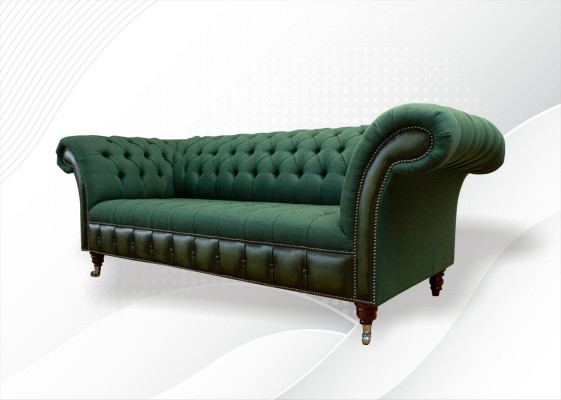 Chesterfield 3 Sitzer Dunkelgrün Wohnzimmer Design Couchen Polster Sofa Textil