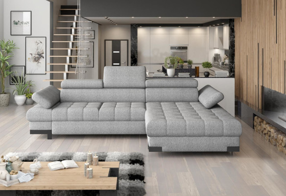 Design Ecksofa L-form Bettfunktion Couch Leder Textil Sofa Multifunktion Stoff
