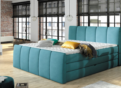 Boxspringbett Betten Blau 180x200 Schlaf Zimmer Textil Hotel Bett Polster Design