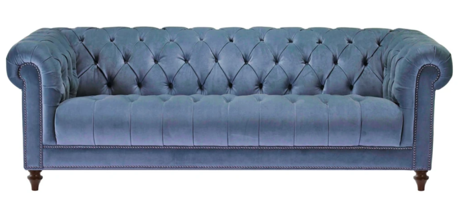 Hellblau Dreisitzer Stoff Chesterfield Design Couchen Polster Sofas Original Neu
