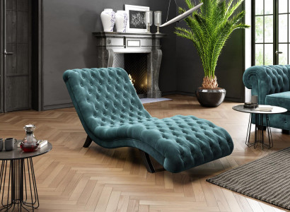 Loungesofa Chesterfield Couch Sofa Liege Holz Metall Chaiselongue Relaxliege 