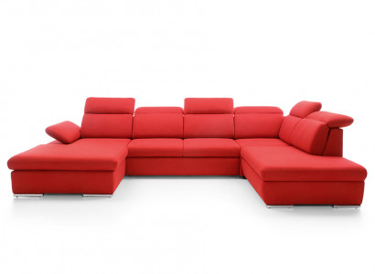 Ecksofa Wohnlandschaft Couch Polster Sofa Leder Eck Garnituren Rot
