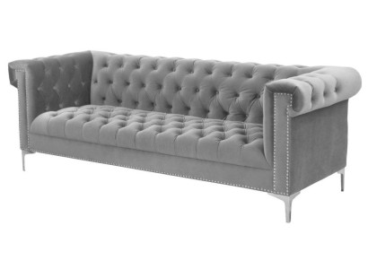 Grau Chesterfield Dreisitzer Stoff Wohnzimmer Design Couchen Polster Sofas Neu