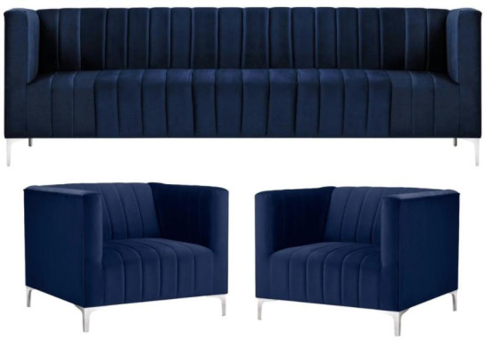 Navy Blau Sofagarnitur Dreisitzer Stoff Neu Kreative Design Sofa 2 Sessel Modern