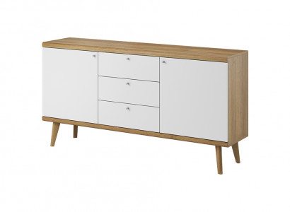 Moderne Holz XXL Low Kommode 107cm Sideboard Boards Wohnzimmerschrank Kommoden