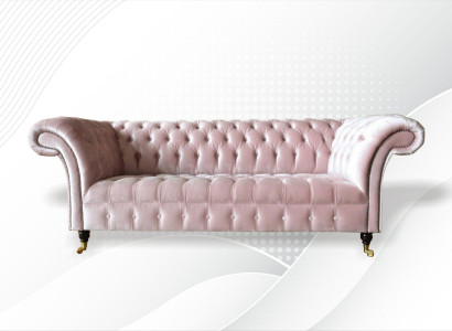 Chesterfield 3Sitzer Hellpink Kreative Möbel Neu Wohnzimmer Modern Design Sofa