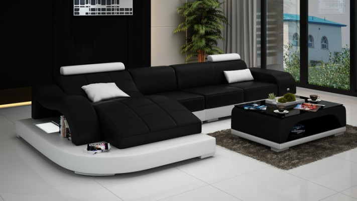 Ecksofa mit USB Polster Eckgarnitur Wohnlandschaft Eckcouch Design Sofa PHM3375