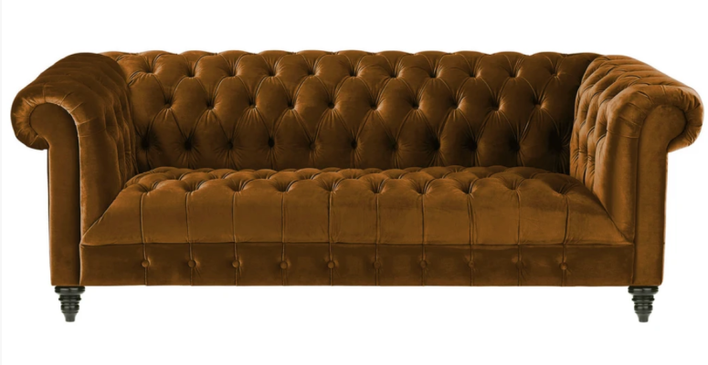 Dreisitzer Chesterfield Braune Stoff Sofa Neu Original Design Couchen Polster