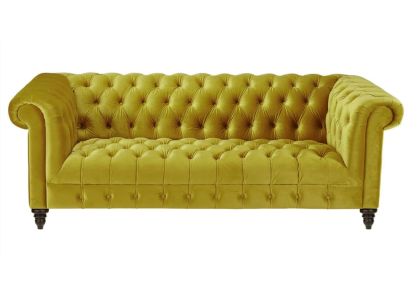 Gelb Dreisitzer Chesterfield Modern Design Couchen Stoff Sofa Neu Original Möbel