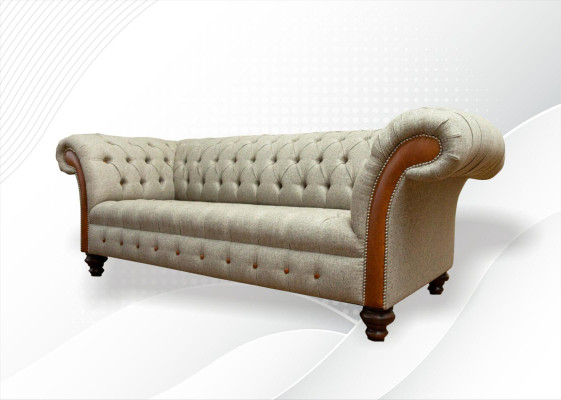 Chesterfield 3 Sitzer Beige Wohnzimmer Design Couchen Polster Sofa Sofas Textil