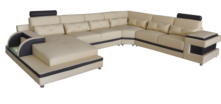 Luxus Polster Sitz Leder Eck Couch mit USB Sofa Wohn Möbel Landschaft Garnitur