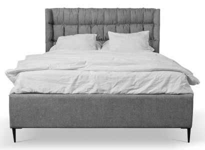 Grau Doppelbett Klassisches Schlafzimmermöbel Design Eleganter Stoff Bett